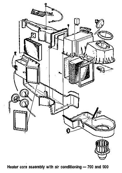 Heater core assembly with air conditioning -700 and 900 series