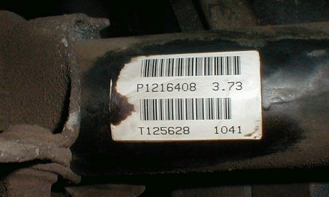 Rear Axle Identification Tag