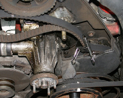 Clamped belt-note the C-clamp