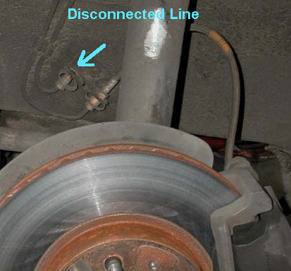 Extra Brake Line Disconnected at Left Front Brake