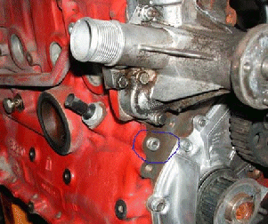 Oil Pressure Test Port (Circled in Blue)