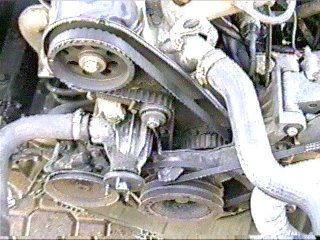 Water pump on engine front end