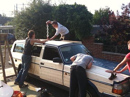 Sauna under construction