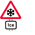 Ice warning road sign