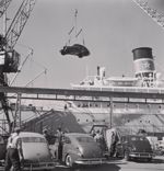 Loading the Volvo PV444 in Sweden bound for the USA 1957